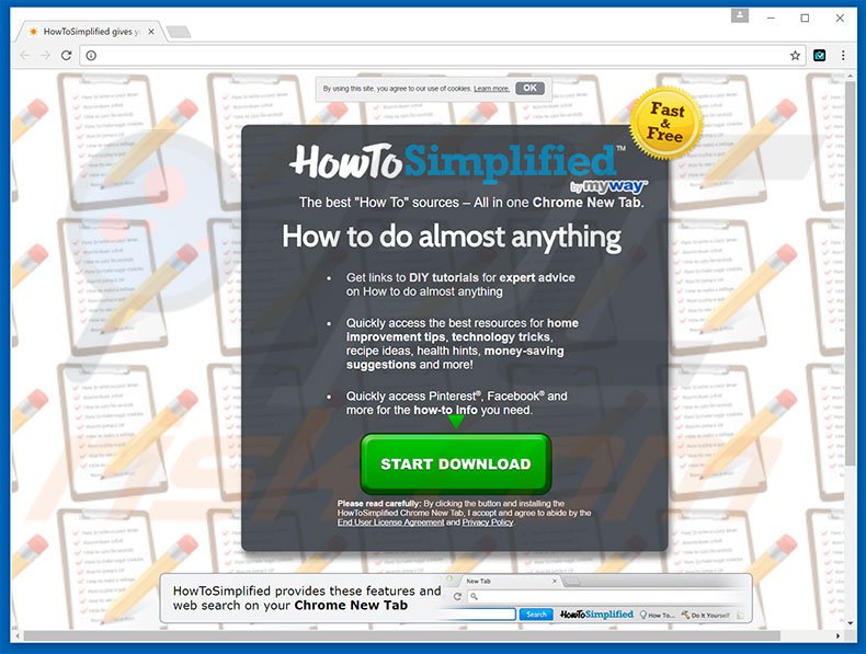 Website used to promote HowToSimplified browser hijacker