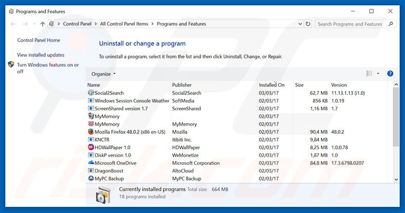 ilitil.com browser hijacker uninstall via Control Panel