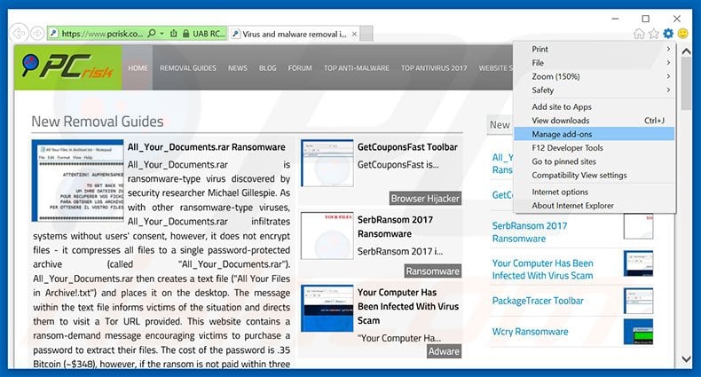 Removing You Are Illegally Using Or Distributing Copyrighted Contents ads from Internet Explorer step 1