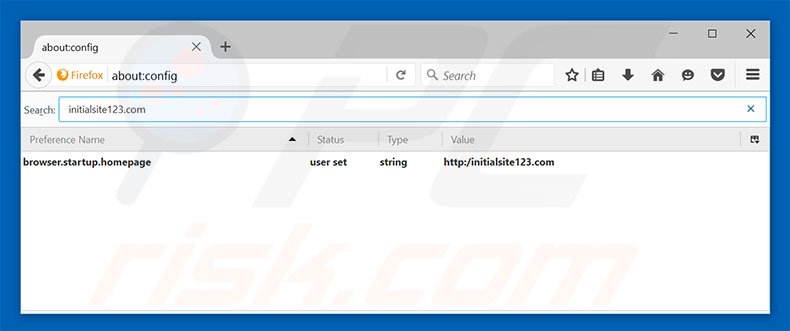 Removing initialsite123.com from Mozilla Firefox default search engine