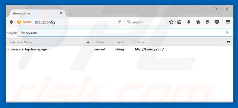 Removing kwinzy.com from Mozilla Firefox default search engine
