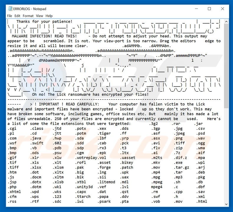 Lick text file