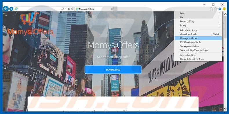 Removing Mommys Offers ads from Internet Explorer step 1