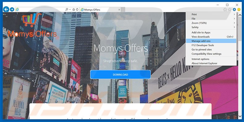 Removing Mommys Offers ads from Internet Explorer step 1