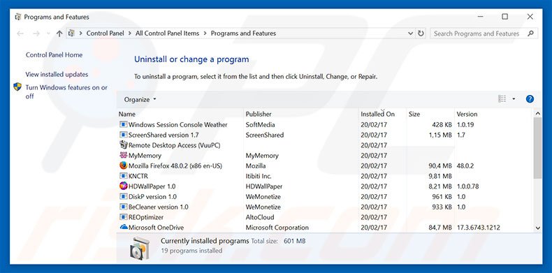 Mute Tabs Button adware uninstall via Control Panel