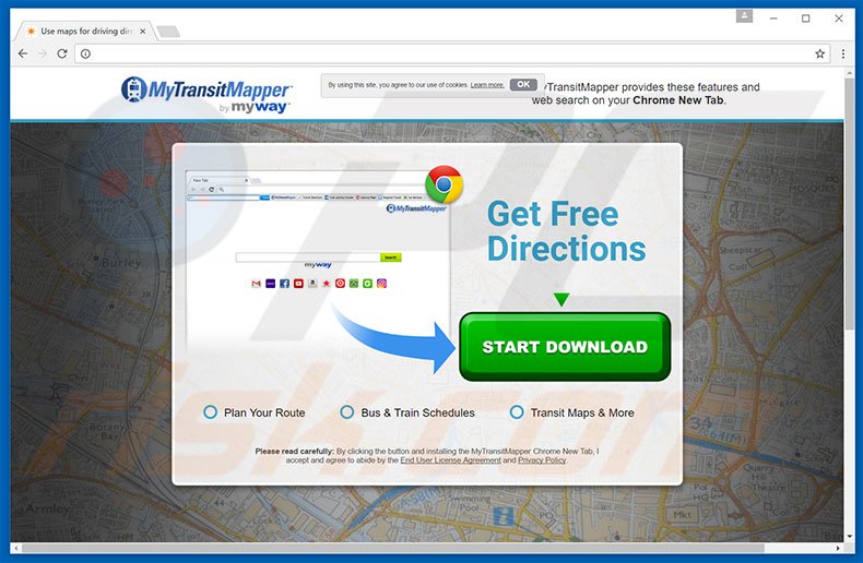 Website used to promote MyTransitMapper browser hijacker