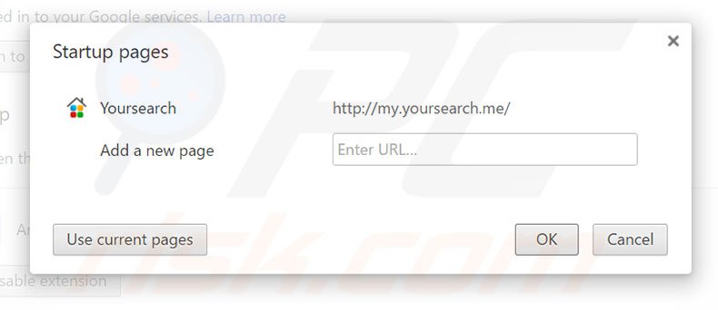 Removing my.yoursearch.me from Google Chrome homepage
