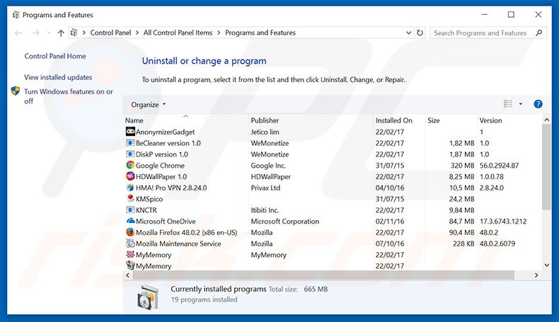 my.yoursearch.me browser hijacker uninstall via Control Panel