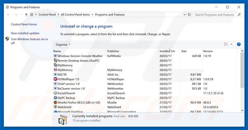 no-block.net adware uninstall via Control Panel