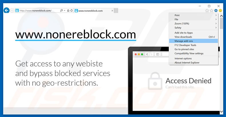 Removing Nonereblock ads from Internet Explorer step 1