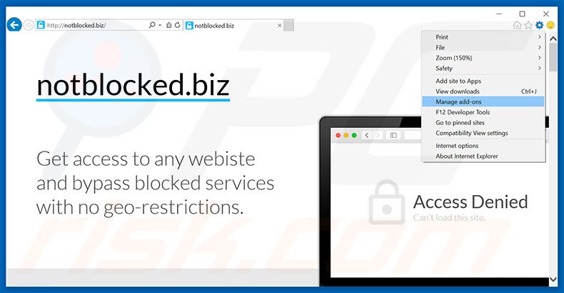 Removing notblocked.biz ads from Internet Explorer step 1