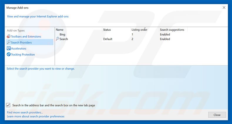 Removing hp.myway.com from Internet Explorer default search engine