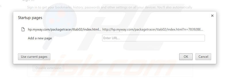 Removing hp.myway.com from Google Chrome homepage