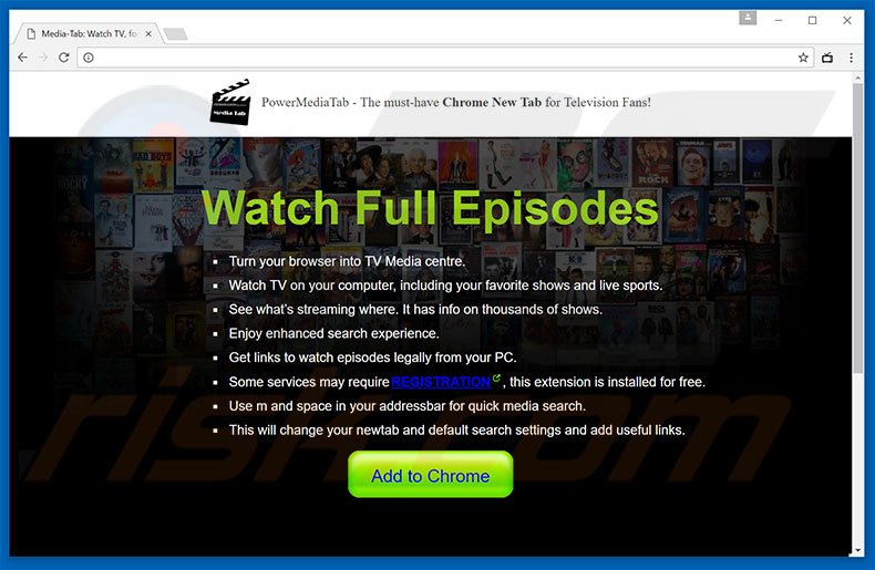 Website used to promote PowerMediaTab browser hijacker