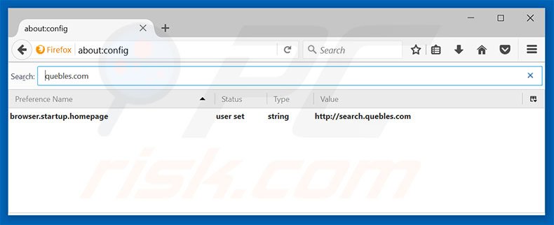 Removing search.quebles.com from Mozilla Firefox default search engine