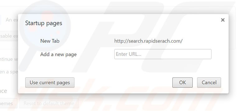 Removing search.rapidsearch.com from Google Chrome homepage