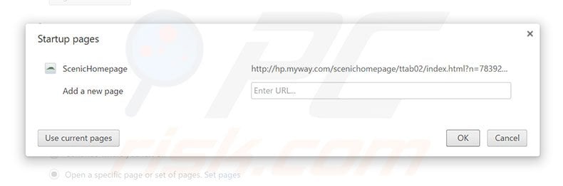 Removing hp.myway.com from Google Chrome homepage