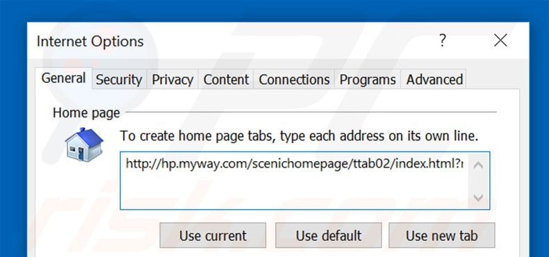 Removing hp.myway.com from Internet Explorer homepage