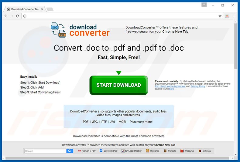 Website used to promote Download Converter Now browser hijacker