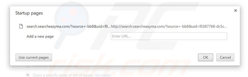 Removing search.searcheasyma.com from Google Chrome homepage