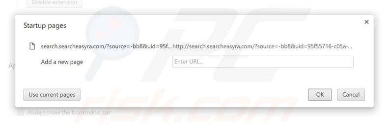 Removing search.searcheasyra.com from Google Chrome homepage