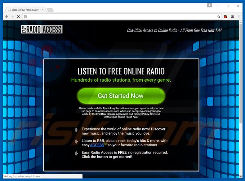 Website used to promote Easy Radio Access browser hijacker