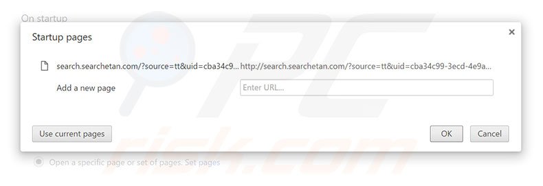 Removing search.searchetan.com from Google Chrome homepage
