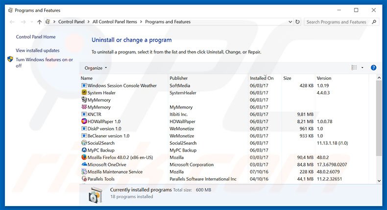 search.searchfdm.com browser hijacker uninstall via Control Panel