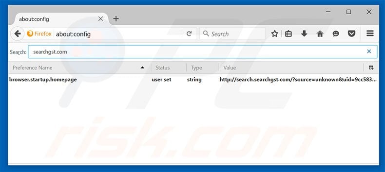 Removing search.searchgst.com from Mozilla Firefox default search engine