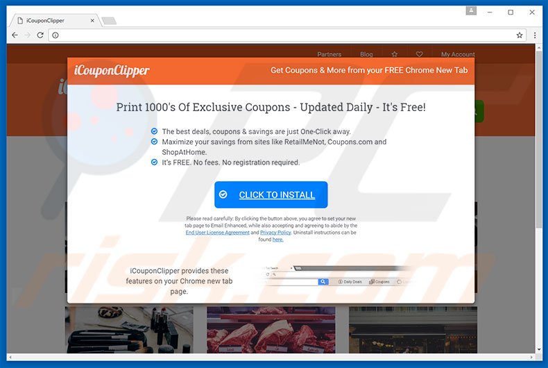 Website used to promote iCoupon Clipper browser hijacker