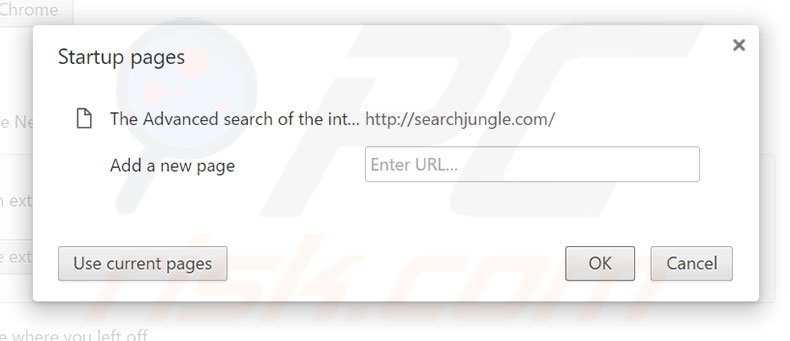 Removing searchjungle.com from Google Chrome homepage