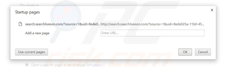 Removing search.searchliveson.com from Google Chrome homepage