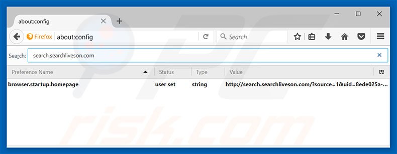 Removing search.searchliveson.com from Mozilla Firefox default search engine