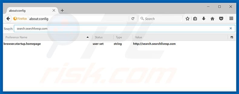 Removing search.searchlivesp.com from Mozilla Firefox default search engine