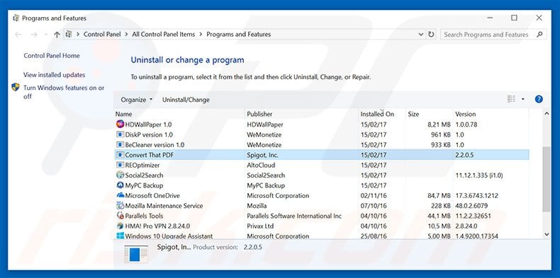 search.searchmpct.com browser hijacker uninstall via Control Panel