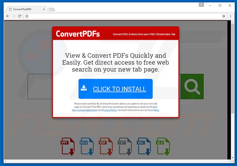 Website used to promote Convert That PDF browser hijacker