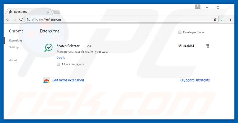 Removing search-selector.co related Google Chrome extensions