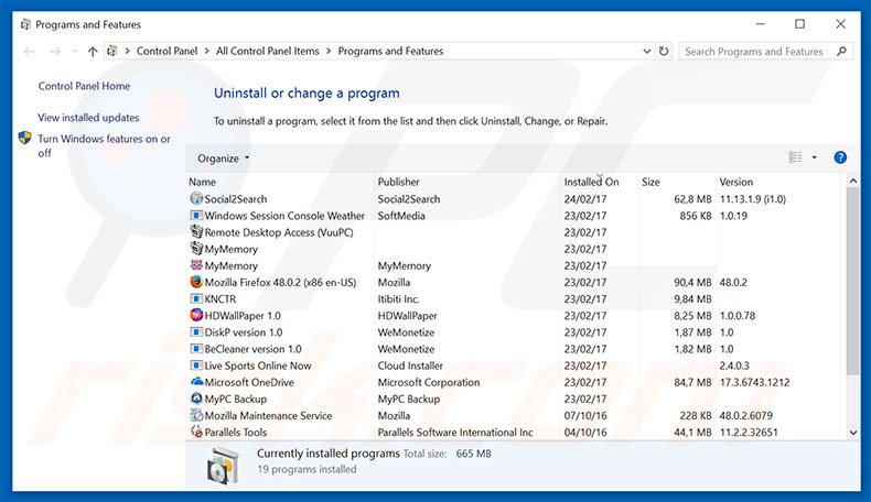 search-selector.co browser hijacker uninstall via Control Panel