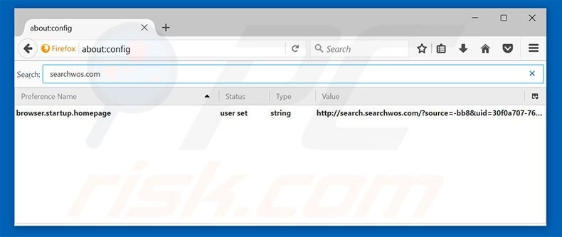 Removing search.searchwos.com from Mozilla Firefox default search engine