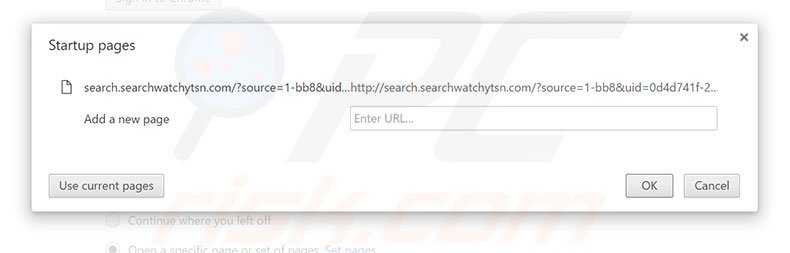 Removing search.searchwatchytsn.com from Google Chrome homepage