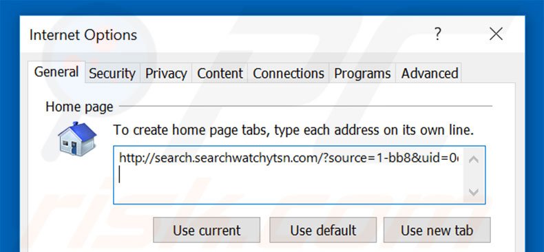 Removing search.searchwatchytsn.com from Internet Explorer homepage