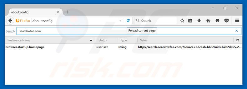 Removing search.searchwfaa.com from Mozilla Firefox default search engine