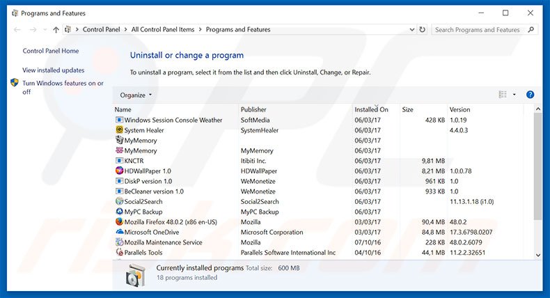 search.showmoreabout.com browser hijacker uninstall via Control Panel