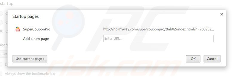 Removing hp.myway.com from Google Chrome homepage