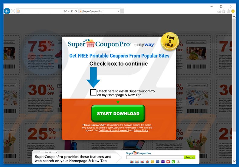 Website used to promote SuperCouponPro browser hijacker