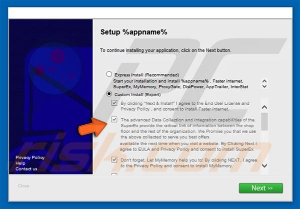 SuperEx adware distributing installer