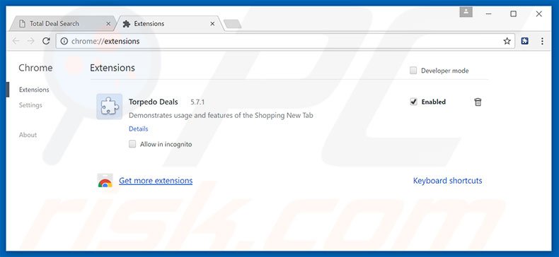 Removing SurfDefense ads from Google Chrome step 2