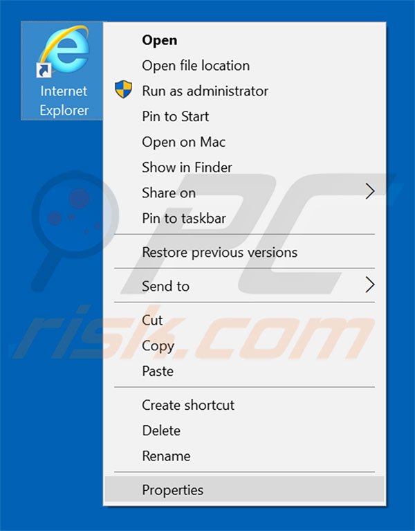 Removing search.tagadin.com from Internet Explorer shortcut target step 1