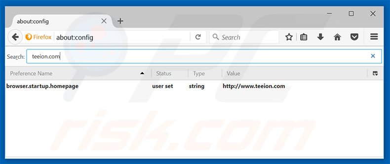 Removing teeion.com from Mozilla Firefox default search engine