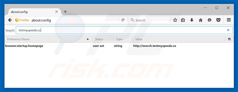 Removing search.testmyspeeds.co from Mozilla Firefox default search engine